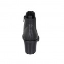 Woman's ankle boot with zipper and elastic band in black leather heel 6 - Available sizes:  32, 45