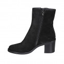 Bottines pour femmes en daim noir avec fermetures éclair talon 6 - Pointures disponibles:  33