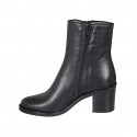 Bottines pour femmes en cuir noir avec fermetures éclair talon 6 - Pointures disponibles:  44