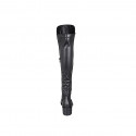 Woman's over-the-knee boot in black elastic material and leather with half zipper heel 5 - Available sizes:  32, 33, 34