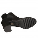 Bottines avec fermeture éclair et elastique pour femmes en daim noir talon 7 - Pointures disponibles:  32, 33, 44, 45