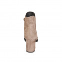 Bottines avec fermeture éclair et elastique pour femmes en daim taupe talon 7 - Pointures disponibles:  32, 33, 35, 42, 43, 44, 45