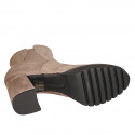 Bottines avec fermeture éclair et elastique pour femmes en daim taupe talon 7 - Pointures disponibles:  32, 33, 35, 42, 43, 44, 45
