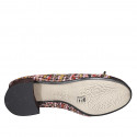 Woman's ballerina with bow and captoe in brown suede and multicolored fabric heel 4 - Available sizes:  42