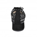 Ballerine avec noeud et bout droit pour femmes en daim noir et tissu blanc et noir talon 4 - Pointures disponibles:  42, 44