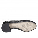 Ballerine avec noeud et bout droit pour femmes en daim noir et tissu blanc et noir talon 4 - Pointures disponibles:  42, 44