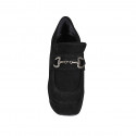 Mocassin pour femmes en daim noir avec plateforme et accesoire talon 10 - Pointures disponibles:  32, 33, 34