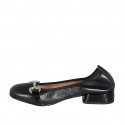 Ballerine avec accessoire pour femmes en cuir et cuir verni noir talon 3 - Pointures disponibles:  33, 44