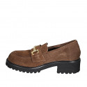 Mocassin pour femmes en daim cognac avec accessoire talon 5 - Pointures disponibles:  32, 43