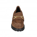 Mocassin pour femmes en daim cognac avec accessoire talon 5 - Pointures disponibles:  32, 43