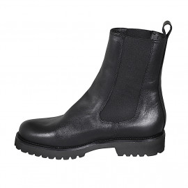 Bottines hautes avec élastiques pour femmes en cuir noir talon 3 - Pointures disponibles:  33 2