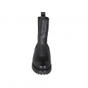 Woman's high ankle boot with elastic bands in black leather heel 3 - Available sizes:  33, 45