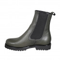Woman's high ankle boot in green leather with elastic bands heel 3 - Available sizes:  44