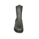 Woman's high ankle boot in green leather with elastic bands heel 3 - Available sizes:  44