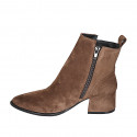 Stivaletto a punta da donna in camoscio color cuoio con cerniera tacco 5 - Misure disponibili: 42