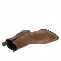 Bottines à bout pointu pour femmes en daim cognac avec fermeture éclair talon 5 - Pointures disponibles:  42