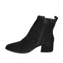 Bottines à bout pointu pour femmes en daim noir avec fermeture éclair talon 5 - Pointures disponibles:  32, 33, 34, 35, 42, 45