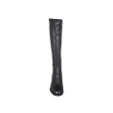 Bottes au genou pour femmes en cuir et matériau élastique noir avec fermeture éclair talon 6 - Pointures disponibles:  33
