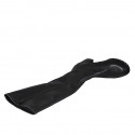 Bottes au genou pour femmes en cuir et matériau élastique noir avec fermeture éclair talon 6 - Pointures disponibles:  33