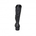 Woman's boot with zipper in black leather and elastic material heel 5 - Available sizes:  45