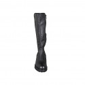 Woman's boot with zipper in black leather and elastic material heel 5 - Available sizes:  45