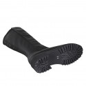 Woman's boot with zipper in black leather and elastic material heel 5 - Available sizes:  45