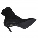 Bottines à bout pointu pour femmes en daim et matériau élastique noir talon 7 - Pointures disponibles:  33, 42, 43, 46