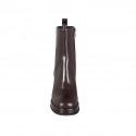 Woman's ankle boot with squared tip, zipper and platform in brown leather heel 8 - Available sizes:  42