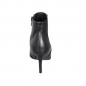 Woman's pointy ankle boot in black leather with elastic and zipper heel 7 - Available sizes:  46