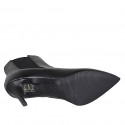 Woman's pointy ankle boot in black leather with elastic and zipper heel 7 - Available sizes:  46