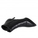 Woman's pointy ankle boot in black leather with elastic and zipper heel 7 - Available sizes:  46