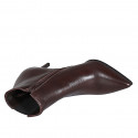 Woman's pointy ankle boot in brown leather with elastic and zipper heel 7 - Available sizes:  32, 42, 43, 44