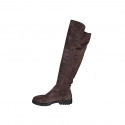 Woman's knee-high boot with half zipper in brown suede and elastic material heel 3 - Available sizes:  43