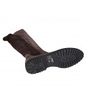 Woman's knee-high boot with half zipper in brown suede and elastic material heel 3 - Available sizes:  43