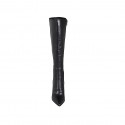 Bottes à bout pointu pour femmes en cuir noir avec fermeture éclair talon 10 - Pointures disponibles:  33, 34