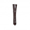 Woman's pointy boot in brown leather with zipper heel 10 - Available sizes:  32, 42