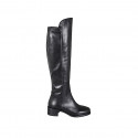 Bottes pour femmes avec demi fermeture éclair et bout carré en cuir et materiau elastique noir talon 4 - Pointures disponibles:  32