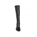 Woman's boot with zipper in black leather block heel 6 - Available sizes:  32