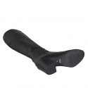 Woman's boot with zipper in black leather block heel 6 - Available sizes:  32