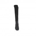 Woman's knee-high boot in black suede and elastic fabric with half zipper heel 7 - Available sizes:  32, 33, 34, 35, 42, 43, 44, 45