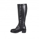 Woman's boot with zipper and rounded tip in black leather heel 5 - Available sizes:  32, 33, 42