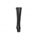 Woman's boot with zipper and rounded tip in black leather heel 5 - Available sizes:  32, 33, 42