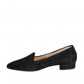 ﻿Woman's pointy mocassin in black suede heel 2 - Available sizes:  42 2