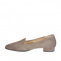 Mocassin à bout pointu pour femmes en daim taupe talon 2 - Pointures disponibles:  32, 42, 45, 46