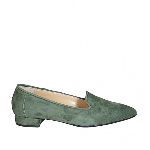 Mocassin à bout pointu pour femmes en daim vert talon 2 - Pointures disponibles:  43, 44, 45
