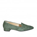 Mocassin à bout pointu pour femmes en daim vert talon 2 - Pointures disponibles:  43, 44, 45
