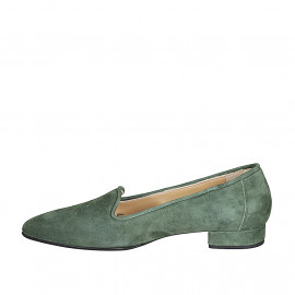 Mocasín a punta para mujer en gamuza verde tacon 2 - Tallas disponibles:  44, 45 2