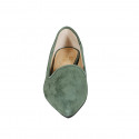 Mocassin à bout pointu pour femmes en daim vert talon 2 - Pointures disponibles:  43, 44, 45