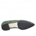 Mocassin à bout pointu pour femmes en daim vert talon 2 - Pointures disponibles:  43, 44, 45