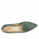 Mocassin à bout pointu pour femmes en daim vert talon 2 - Pointures disponibles:  43, 44, 45